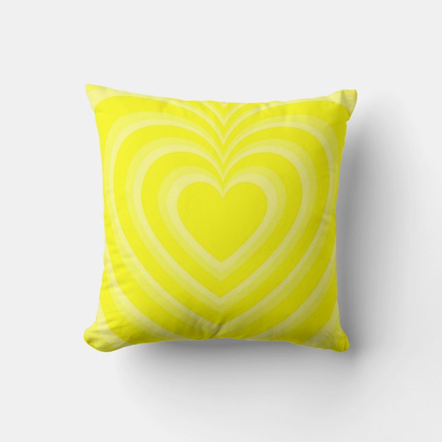 Cojín Decorativo Neon Yellow Hypnotic Heart Love Pattern (Anverso)
