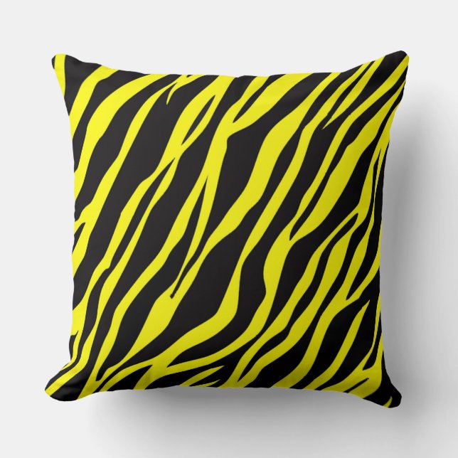 Cojín Decorativo Neon Yellow Zebra Strike (Anverso)