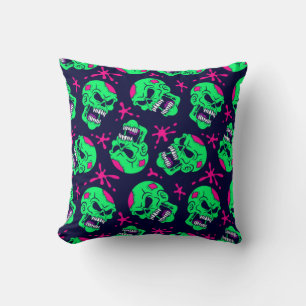 Cojín Decorativo Neon Zombie Skulls