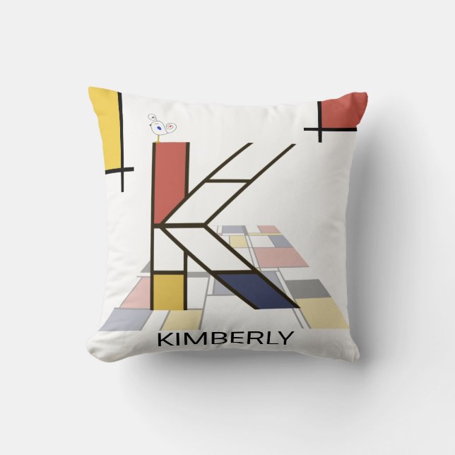 Cojín Decorativo Neoplasticismo Art Guay Monograma. Letra K (Anverso)