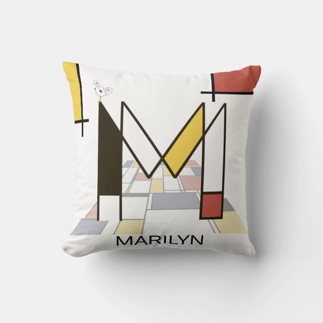 Cojín Decorativo Neoplasticismo Art Guay Monograma. Letra M (Anverso)