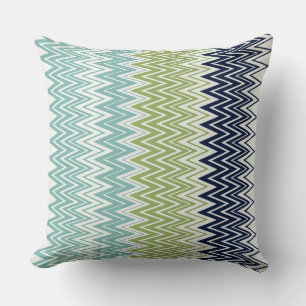 Cojín Decorativo Neptuno, conchas marinas, verde y zigzags de la ma