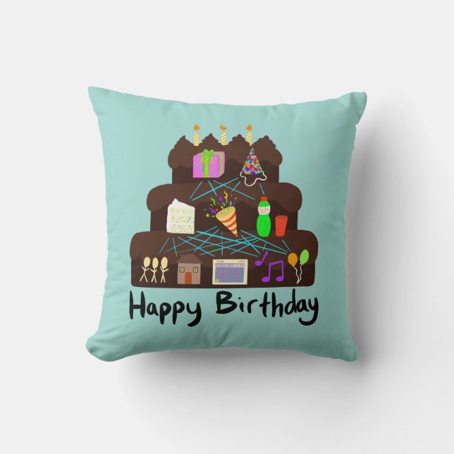Cojín Decorativo Nerdy Birthday Neural Network (Anverso)