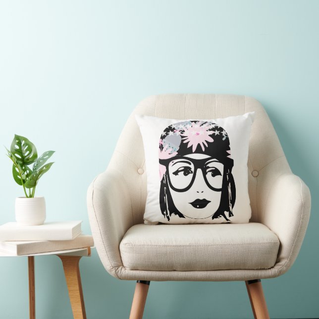 Cojín Decorativo Nerdy Roaring, el Chica del destello retrato de 20 (Silla)