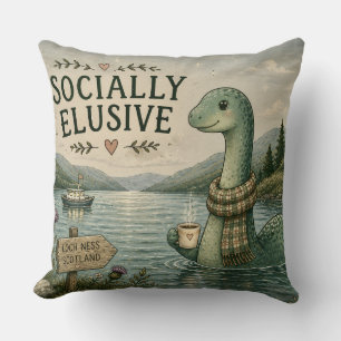 Cojín Decorativo Nessie esquiva socialmente criptozoología Loch Nes