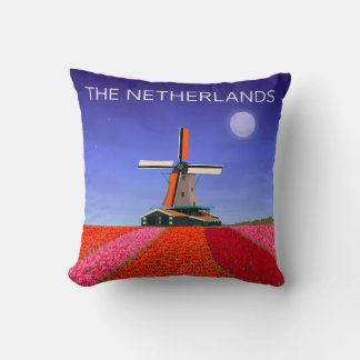 Cojín Decorativo Netherlands Throw Pillow Tulip Field Windmill