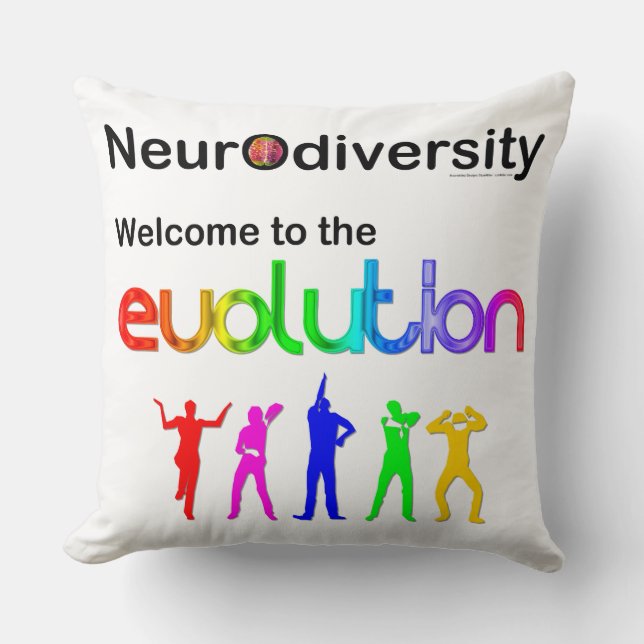 Cojín Decorativo Neurodiversidad Bienvenidos a la evolución (Anverso)