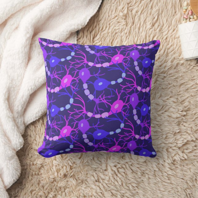 Cojín Decorativo Neuronas Conectadas Neon Morado (Manta)