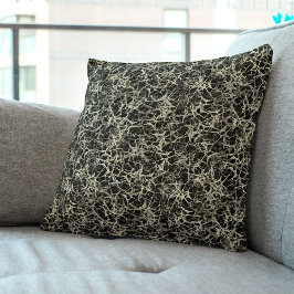 Cojín Decorativo Neuronas de red en negro - patrón sin fisuras.