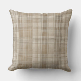 Cojín Decorativo Neutral Beige Tan Farmhouse Plaid