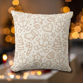 Cojín Decorativo Neutral Boho Christmas Gingerbread Man Beige