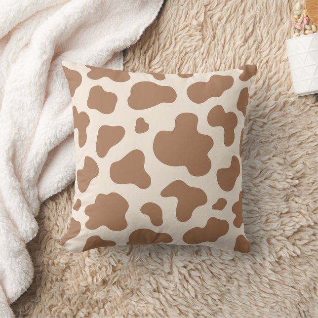Cojín Decorativo Neutral Boho Cow Print Western Cowboy Beige Brown (Manta)