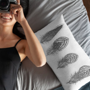 Cojín Decorativo Neutral Gray Trendy Feather