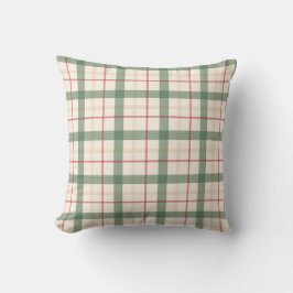Cojín Decorativo Neutral Green Plaid Farmhouse Throw Pillow
