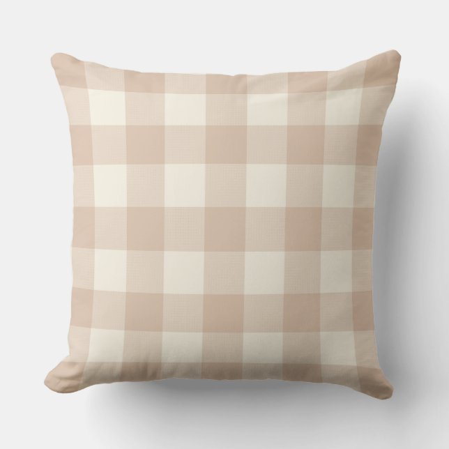 Cojín Decorativo Neutral Rubor Gingham Check Plaid (Anverso)