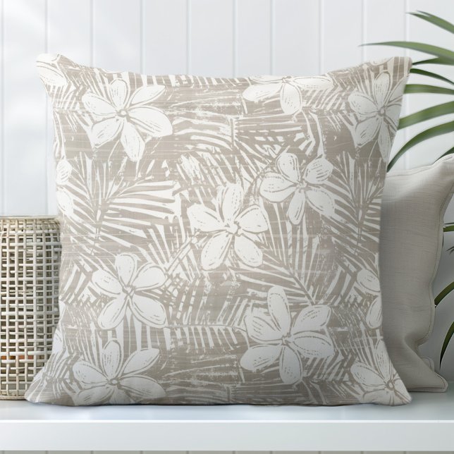 Cojín decorativo Neutral Tan Tropical Flowers (Subido por el creador)