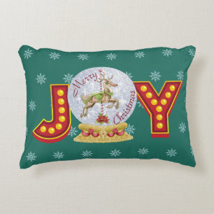 Cojín Decorativo Nevada vintage de Navidad globo de renos copos de
