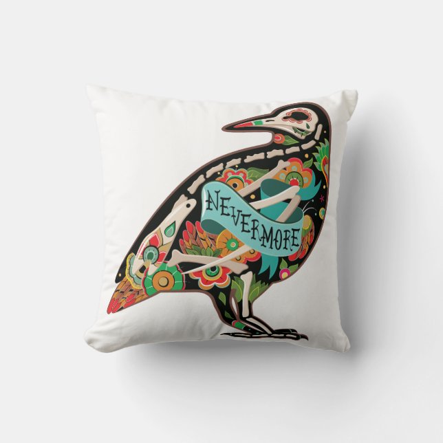 Cojín Decorativo Nevermore Sugar Skull Ravlow Pillow (Anverso)