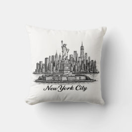 Cojín Decorativo New York City Skyline Line Art Illustration