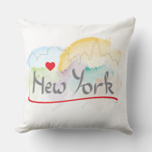 Cojín Decorativo New York Manhattan te amo con el corazón rojo