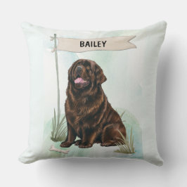 Cojín Decorativo Newfoundland Watercolor Personalized Dog