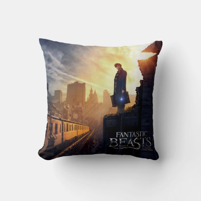 Cojín Decorativo NEWT SCAMANDER™ en edificio destruido (Anverso)