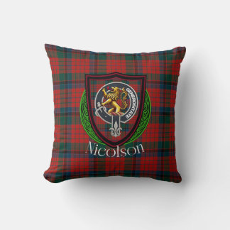 Cojín Decorativo Nicolson Scottish Clan Tartan & Escudo
