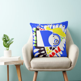 Cojín Decorativo Nido de pájaro - Blanco azul real