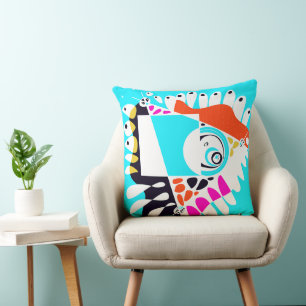 Cojín Decorativo Nido de pájaro - Blanco turquesa