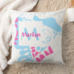 Cojín Decorativo Nido de pájaro - Nombre rosa azul blanco