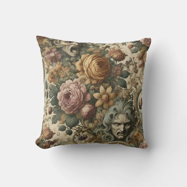 Cojín Decorativo Niebla del cerebro - Floral gótica (Anverso)