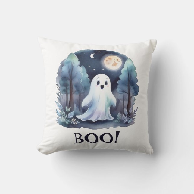 Cojín Decorativo Niedliches Gespenst Geist im Wald Halloween (Anverso)