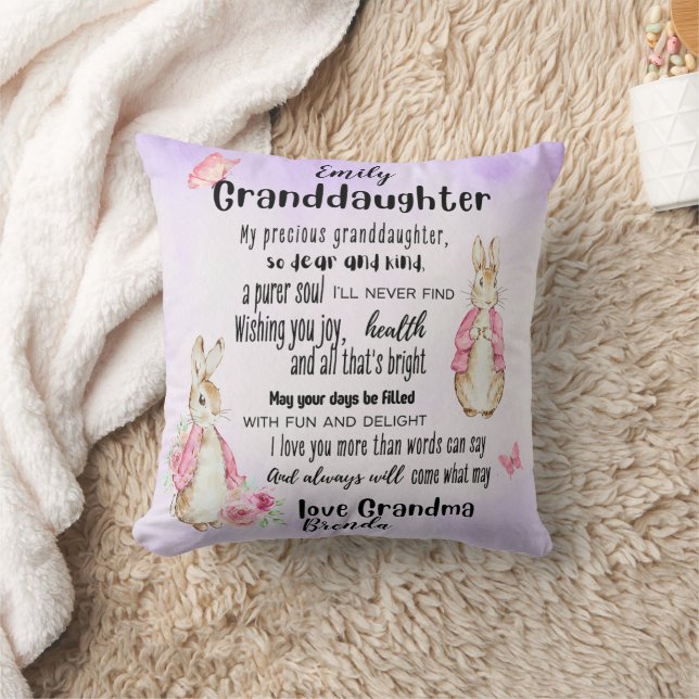 Cojín Decorativo Nieta ama a Personalizado de conejo Poema Añadir n (Manta)