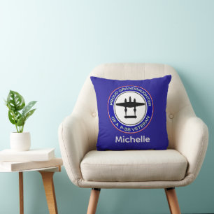 Cojín Decorativo Nieta orgullosa de un veterano del P-38