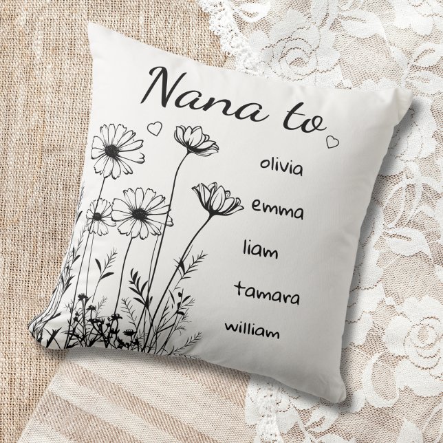 Cojín Decorativo Nietos de flores silvestres personalizados nombran (Subido por el creador)