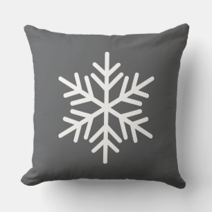 Cojín Decorativo Nieve Blanca Festiva y Negrita en Gris Moderno