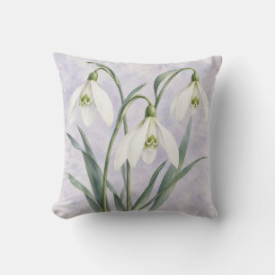 Cojín Decorativo Nieve blanca gotas de lavanda acuarela botánica