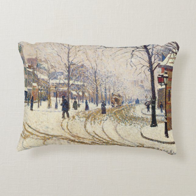 Cojín Decorativo Nieve, Boulevard de Clichy, París por Paul Signac (Reverso)