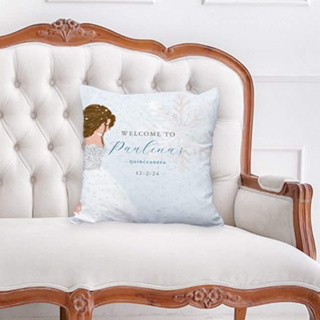 Cojín Decorativo Nieve de invierno 15 años azul quinceañera (Subido por el creador)