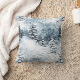 Cojín Decorativo Nieve de invierno de árboles blancos azules de Nav