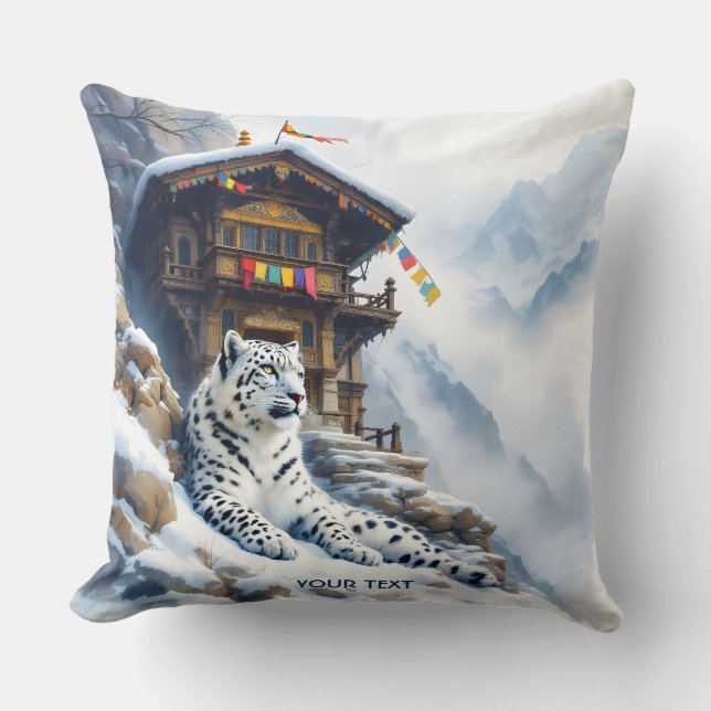 Cojín Decorativo Nieve de Leopardo Blanco dulce (Anverso)