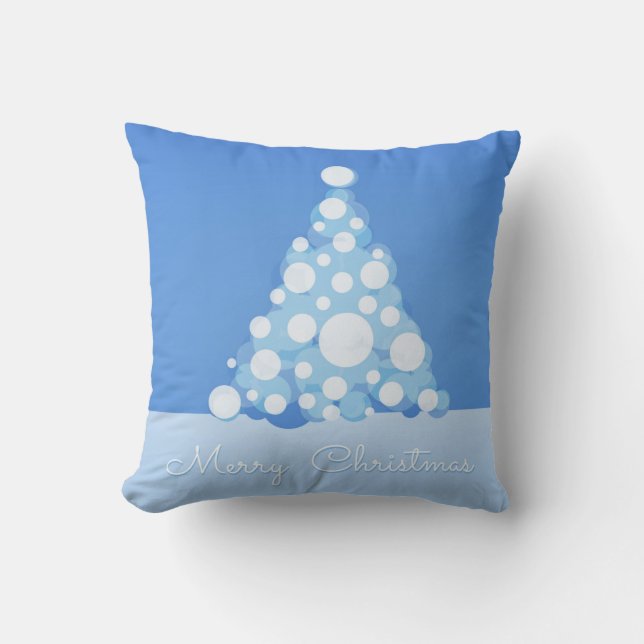 Cojín Decorativo Nieve decorativa azul y bola blanca Feliz Navidad (Anverso)