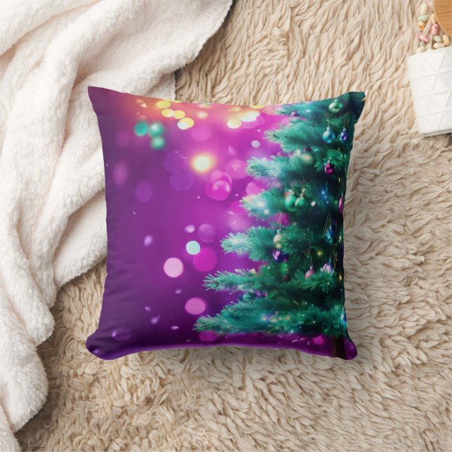Cojín Decorativo Nieve decorativa Azul y Nieve Blanca Feliz Navidad (Manta)