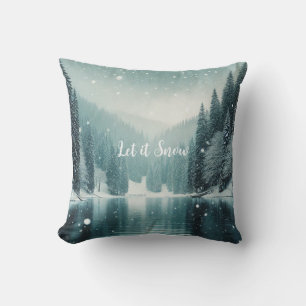 Cojín Decorativo Nieve en invierno, lago de montaña