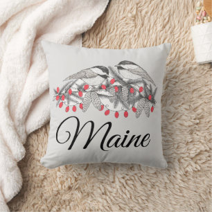 Cojín Decorativo Nieve feriada para Navidades de invierno con aves 