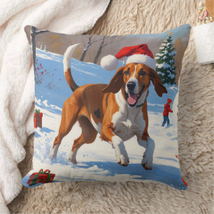 Cojín Decorativo Nieve festiva de Navidades de Foxhound ingleses es