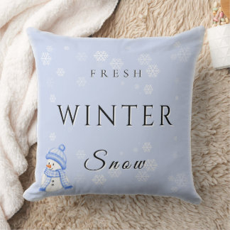 Cojín Decorativo Nieve fresca de invierno con Snowman y Nieve