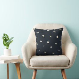 Cojín Decorativo Night Charcoal White Cosmos Floral Pattern