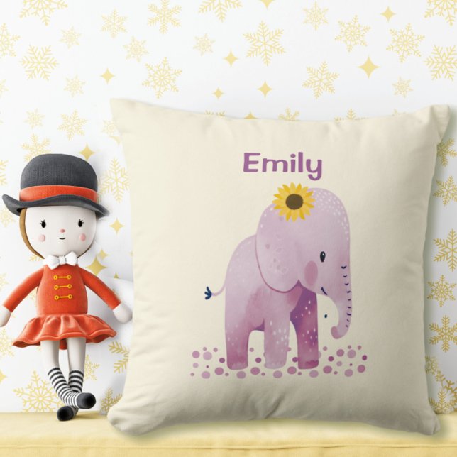 Cojín Decorativo Niña Adorable Elefante Con Nombre (Subido por el creador)