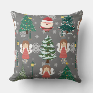 Cojín Decorativo Niña adorable y Santa claus l Red Xmas